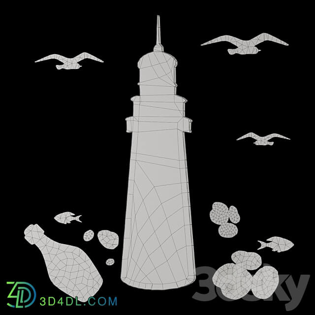  Lighthouse with a set of stickers Sea Set Miscellaneous 3D Models 3DSKY