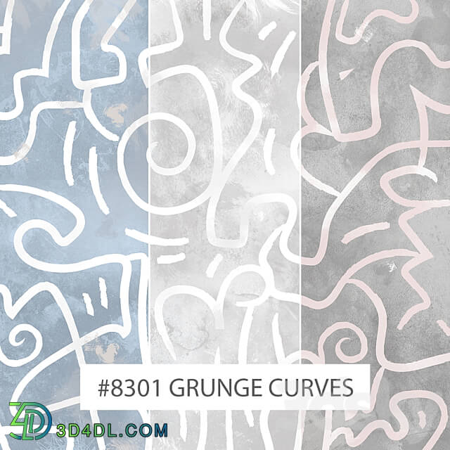 Creativille Wallpapers 8301 Grunge Curves 3D Models 3DSKY