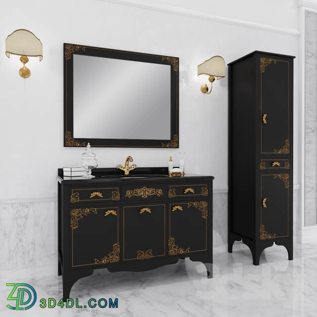 Bathroom furniture quot Alice Laccato nero oro quot 