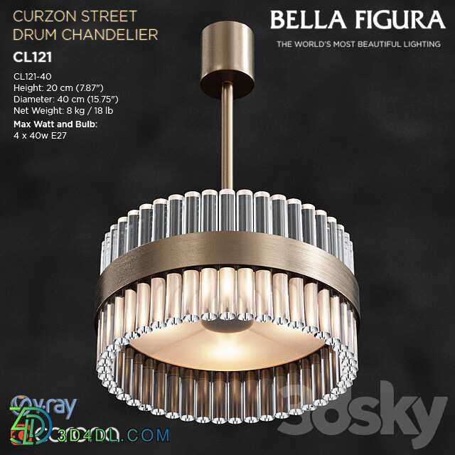 CURZON STREET DRUM CHANDELIER CL121 40 Pendant light 3D Models