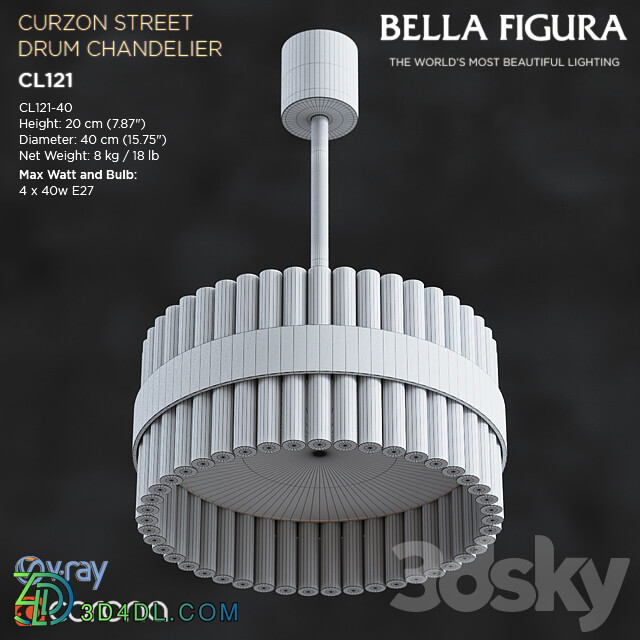 CURZON STREET DRUM CHANDELIER CL121 40 Pendant light 3D Models