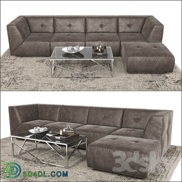 Divani Casa Sectional Sofa and Ottoman.