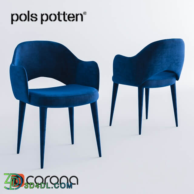 Pols Potten Chair arms cosy velvet blue