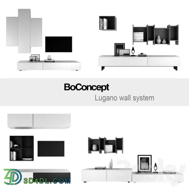 BoConcept Lugano wall system Set 2 TV Wall 3D Models