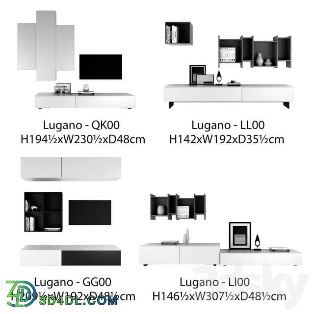 BoConcept Lugano wall system Set 2 TV Wall 3D Models