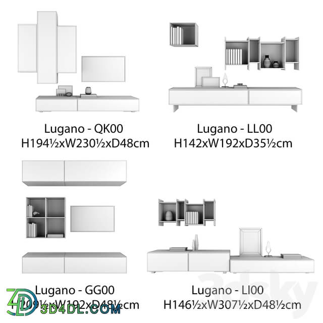 BoConcept Lugano wall system Set 2 TV Wall 3D Models