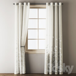 Floral Embroidered Linen Eyelet Curtains 
