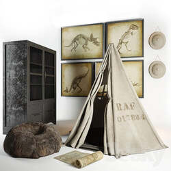 Other decorative objects Restoration hardware Wigwam cupboard hat ottoman paintings 