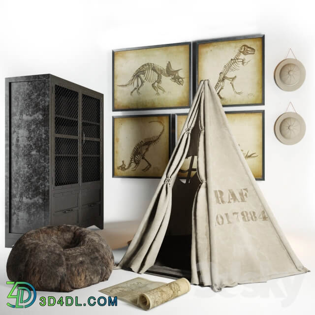 Other decorative objects Restoration hardware Wigwam cupboard hat ottoman paintings