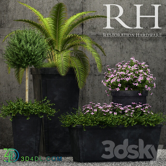 Restoration Hardware paneled sheet metal planters 3D Models