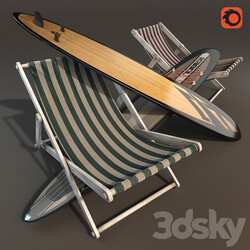 Sunbeds amp Surfboards Other 3D Models 