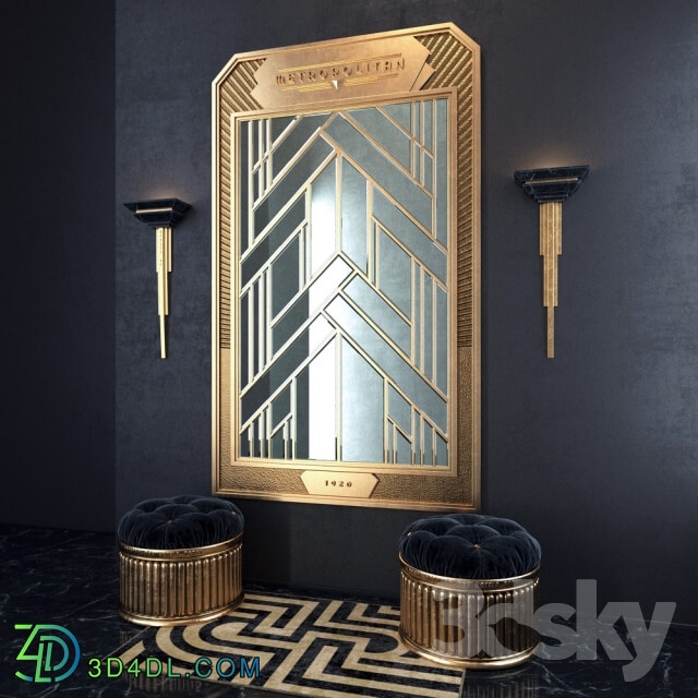 Other decorative objects Art Deco composition with a mirror
