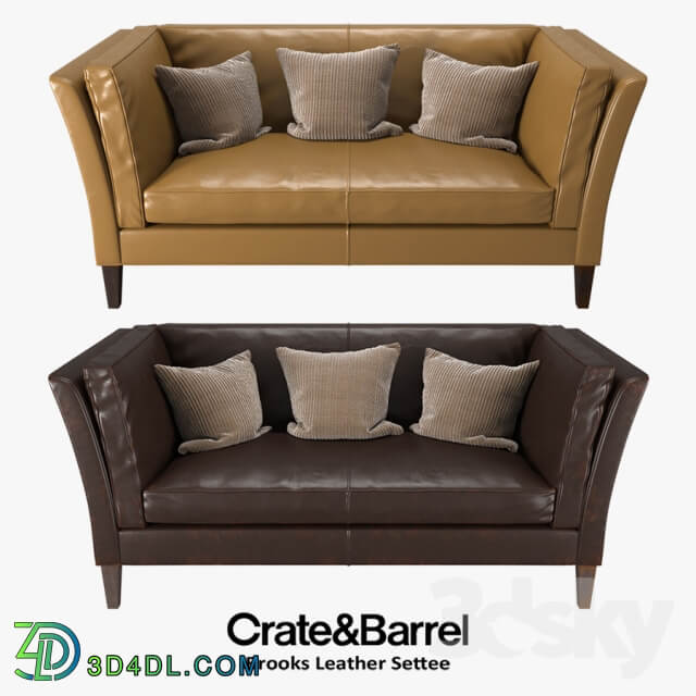 Crate Barrel Brooks Leather Settee