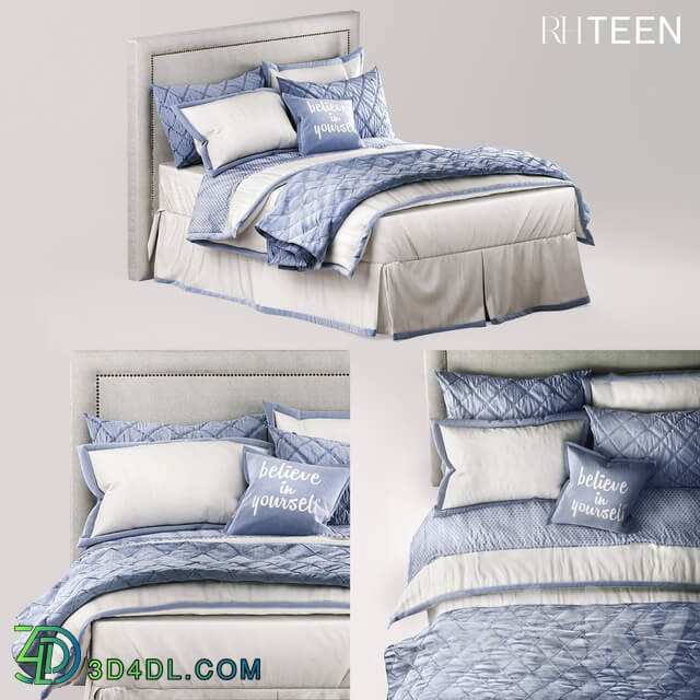 RH TEEN EDGED BORDER amp OGEE LATTICE BEDDING FRENCH BLUE 3D Models