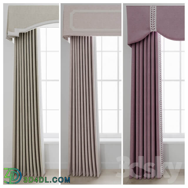 Set of curtains with a lambrequin