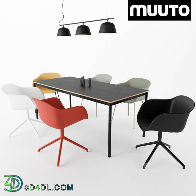 Table Chair MUUTO Fiber Armchair Ambit Rail Lamp Base Table