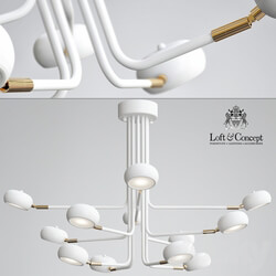 Curved Stix Chandelier 12 White Pendant light 3D Models 