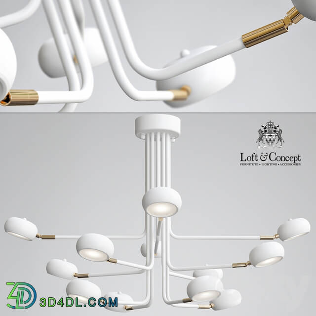 Curved Stix Chandelier 12 White Pendant light 3D Models