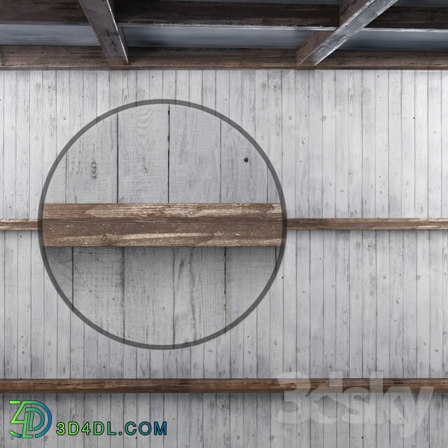 Wooden ceiling with beams