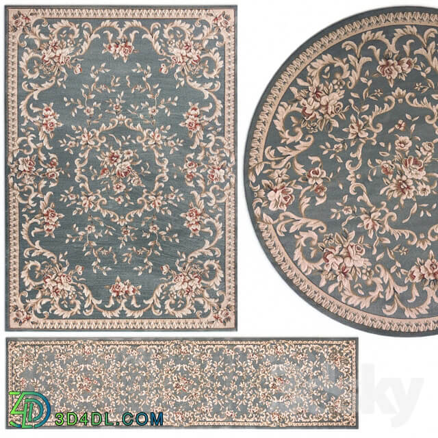 Carpet Avalon 5602 Slate Blue Aubusson Rug Set