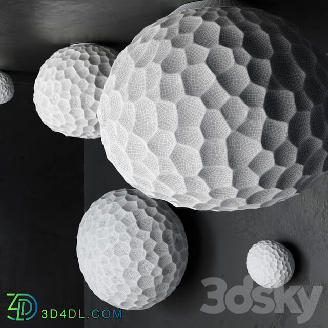 Meteorite lamp suspension and wall collection Pendant light 3D Models
