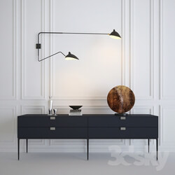 Sideboard Chest of drawer Serge Mouille Rotating Sconce Two Arms Console 