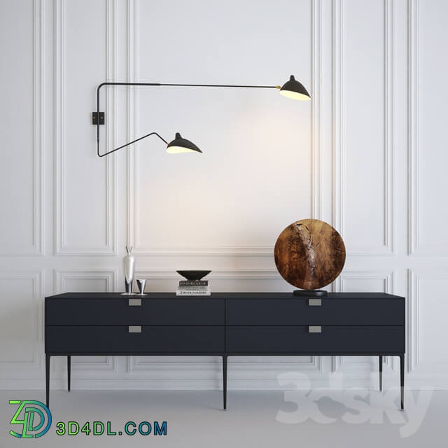 Sideboard Chest of drawer Serge Mouille Rotating Sconce Two Arms Console