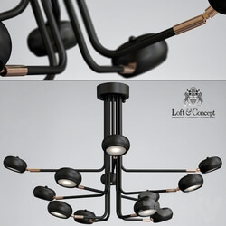 Curved Stix Chandelier 12 Black Pendant light 3D Models 