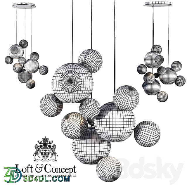 SUSPENSION LAMPS GIOPATO COOMBES BOLLE BLS 14C CHANDELIER Pendant light 3D Models