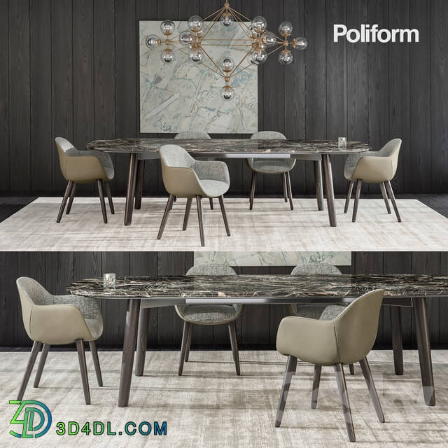 Table Chair Poliform Mad Dining set 01