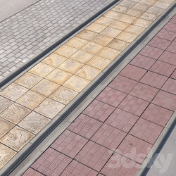 3 variants of pavement with road set 2 3D Models 
