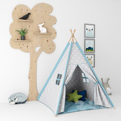 Miscellaneous Decorative set for a nursery with a tent 