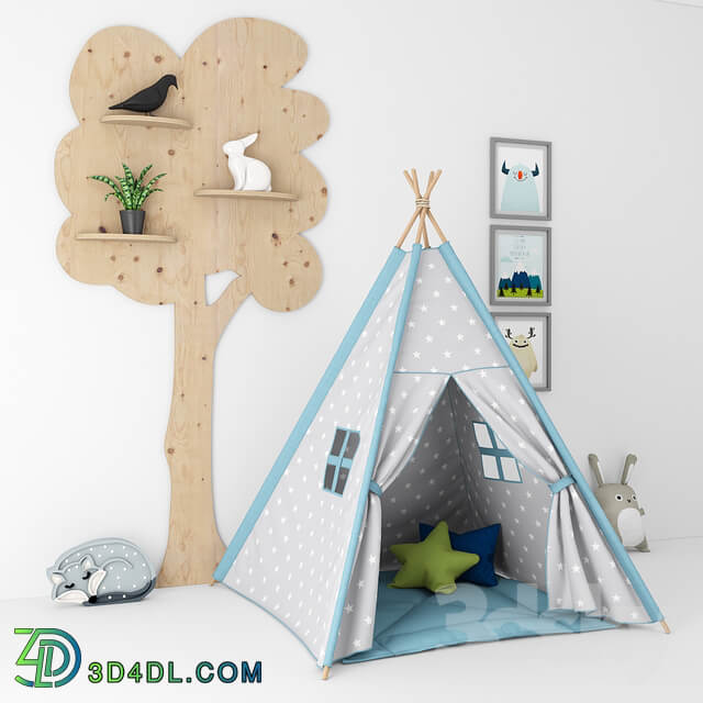 Miscellaneous Decorative set for a nursery with a tent