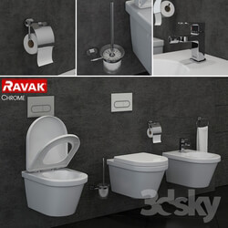 RAVAK Chrome toilet and bidet 