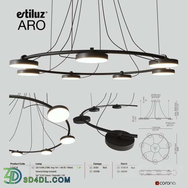 Estiluz Aro 3543 Pendant light 3D Models