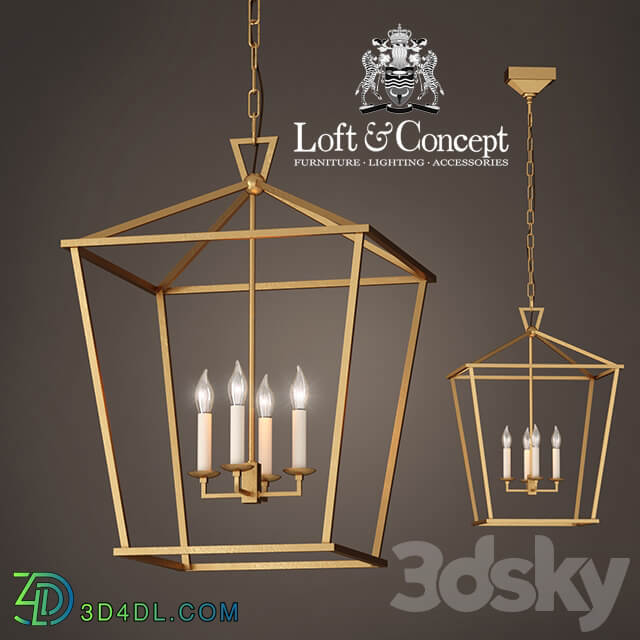 Suspension lamp 19th C. English Openwork Square Pendant Bronze Pendant light 3D Models