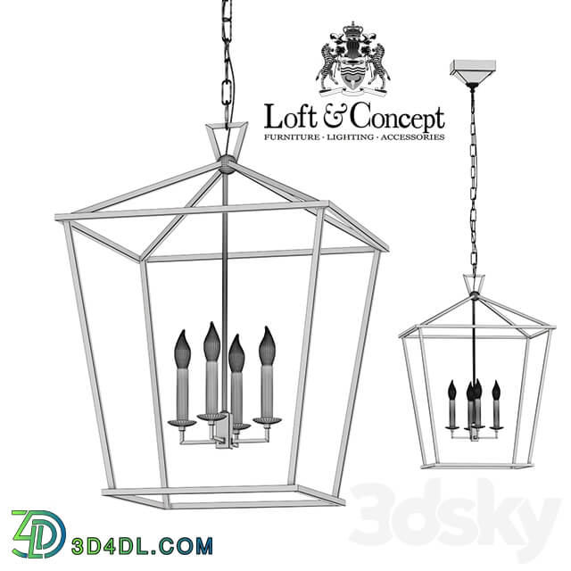 Suspension lamp 19th C. English Openwork Square Pendant Bronze Pendant light 3D Models