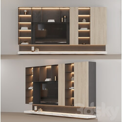 tv wall with bookcase custom made 3D Models 