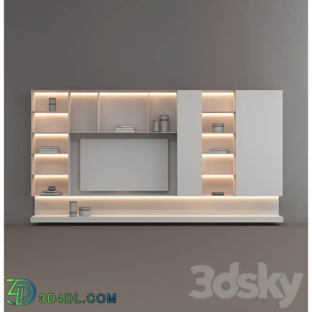 tv wall with bookcase custom made 3D Models
