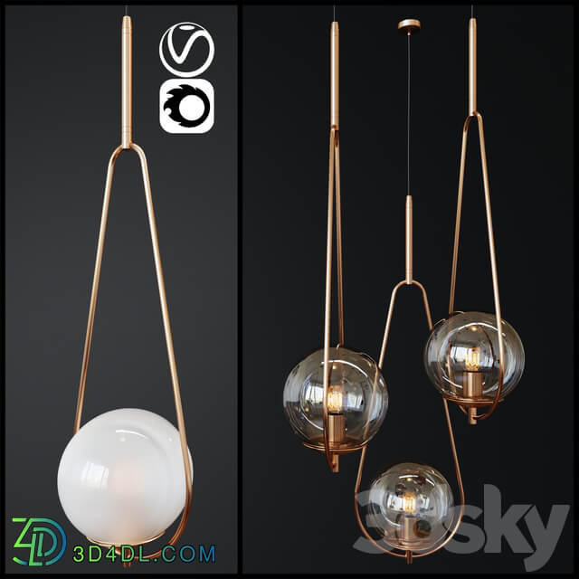 Pendant Lamp Loop Brass 2 Pendant light 3D Models