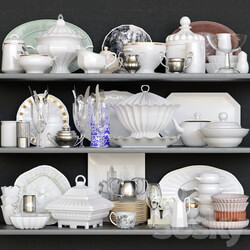 A set of dishes in a classic style 8. Porcelain service 3D Models 