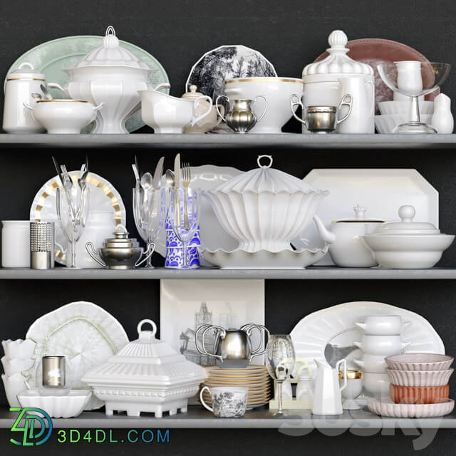 A set of dishes in a classic style 8. Porcelain service 3D Models