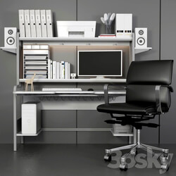 Collection of office furniture for home and stationery. Computer table and chair Office furniture 3D Models 