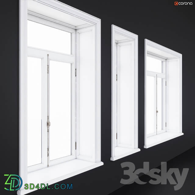 Wooden classical windows