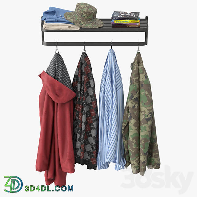 Wall coat rack Clothes 3D Models