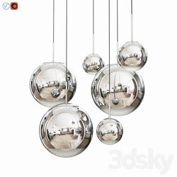 Mirror Ball Pendant Chrome Dinning Light Set Pendant light 3D Models 