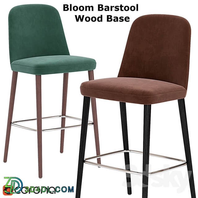 Bloom Barstool Wood Base multicolor