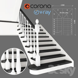 Two staircase ladder with staggered steps 3 version 