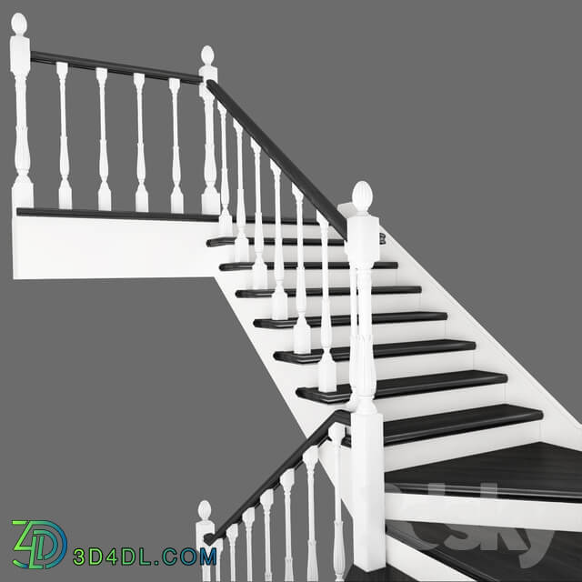 Two staircase ladder with staggered steps 3 version