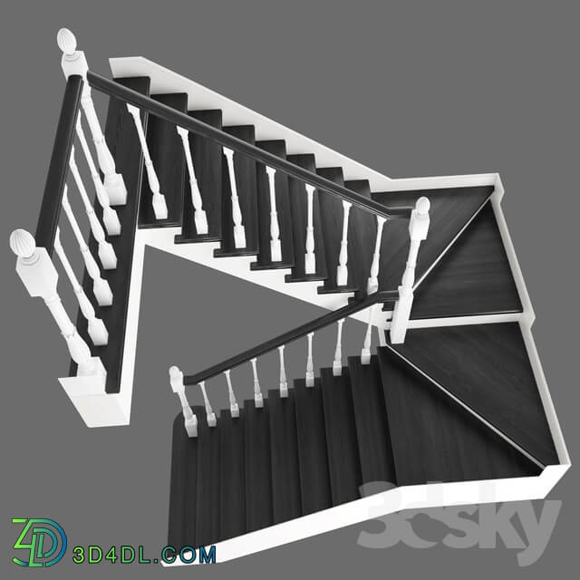 Two staircase ladder with staggered steps 3 version